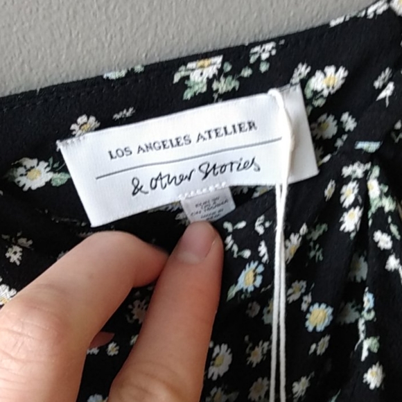 & Other Stories Floral Print Mini Dress in Black - Picture 8 of 9